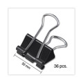 Binder Clips In Zip-seal Bag, Medium, Black/silver, 36/pack
