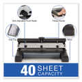 40-sheet Heavy-duty Two- To Four-hole Adjustable Heavy-duty Paper Punch, 9/32" Holes, Black