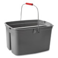 19 Quart Double Utility Pail, 18 X 14 1/2 X 10, Gray Plastic