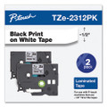 Tze Standard Adhesive Laminated Labeling Tapes, 0.47" X 26.2 Ft, Black On White, 2/pack