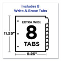Write And Erase Durable Plastic Dividers With Pocket, 3-hold Punched, 8-tab, 11.13 X 9.25, Assorted, 1 Set
