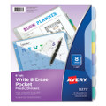 Write And Erase Durable Plastic Dividers With Pocket, 3-hold Punched, 8-tab, 11.13 X 9.25, Assorted, 1 Set