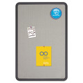 Contour Fabric Bulletin Board, 48 X 36, Gray Surface, Black Plastic Frame