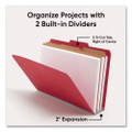 Six-section Pressboard Top Tab Classification Folders With Safeshield Fasteners, 2 Dividers, Legal Size, Bright Red, 10/box