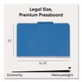 Six-section Pressboard Top Tab Classification Folders With Safeshield Fasteners, 2 Dividers, Legal Size, Dark Blue, 10/box
