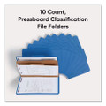 Six-section Pressboard Top Tab Classification Folders With Safeshield Fasteners, 2 Dividers, Legal Size, Dark Blue, 10/box