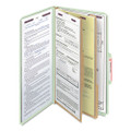 Pressboard Classification Folders With Safeshield Coated Fasteners, 2/5 Cut, 2 Dividers, Legal Size, Gray-green, 10/box
