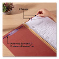 Pressboard Classification Folders With Safeshield Coated Fasteners, 2/5 Cut, 2 Dividers, Legal Size, Red, 10/box