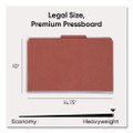 Pressboard Classification Folders With Safeshield Coated Fasteners, 2/5 Cut, 2 Dividers, Legal Size, Red, 10/box