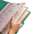 Eight-section Pressboard Top Tab Classification Folders With Safeshield Fasteners, 3 Dividers, Legal Size, Green, 10/box