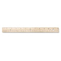 Three-hole Punched Wood Ruler English And Metric With Metal Edge, 12" Long Three-hole Punched Wood Ruler English And Metric With Metal Edge, 12" Long