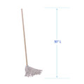 Cotton Deck Mop, 16 Oz White Cotton Head, 50" Wood Handle, 12/carton