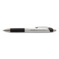 Comfort Grip Ballpoint Pen, Retractable, Medium 1 Mm, Black Ink, Silver Barrel, Dozen