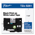 Tz Extra-strength Adhesive Laminated Labeling Tape, 1.4" X 26.2 Ft, Black On White