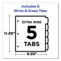 Write And Erase Durable Plastic Dividers With Pocket, 5-tab, 11.13 X 9.25, White, 1 Set