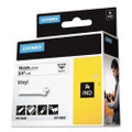Rhino Permanent Vinyl Industrial Label Tape, 0.75" X 18 Ft, White/black Print