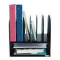 Onyx Mesh Desk Organizer With Two Horizontal And Six Upright Sections, Letter Size Files, 13.25" X 11.5" X 13", Black