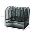 Onyx Mesh Desk Organizer With Two Horizontal And Six Upright Sections, Letter Size Files, 13.25" X 11.5" X 13", Black