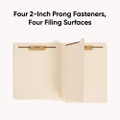 Fastener Folder With Divider, 1 Divider, Letter Size, Manila, 50/box
