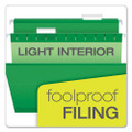 Colored Reinforced Hanging Folders, Legal Size, 1/5-cut Tab, Bright Green, 25/box