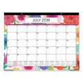 Mahalo Academic Desk Pad, Floral Artwork, 22 X 17, Black Binding, Clear Corners, 12-month (july-june): 2022-2023