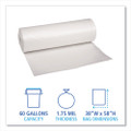 Low Density Repro Can Liners, 60 Gal, 1.75 Mil, 38" X 58", Clear, 10 Bags/roll, 10 Rolls/carton