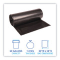 Low Density Repro Can Liners, 60 Gal, 2 Mil, 38" X 58", Black, 10 Bags/roll, 10 Rolls/carton