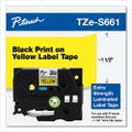 Tz Extra-strength Adhesive Laminated Labeling Tape, 1.4" X 26.2 Ft, Black On Yellow