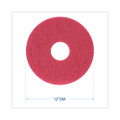 Buffing Floor Pads, 12" Diameter, Red, 5/carton