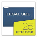 Colored Reinforced Hanging Folders, Legal Size, 1/5-cut Tab, Navy, 25/box