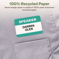 Ecofriendly Adhesive Name Badge Labels, 3.38 X 2.33, White, 80/pack