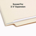 Heavyweight Manila End Tab Folders, 9.5" High Front, Straight Tabs, Letter Size, 0.75" Expansion, Manila, 100/box