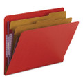 End Tab Pressboard Classification Folders With Safeshield Fasteners, 2 Dividers, Letter Size, Bright Red, 10/box