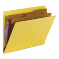 End Tab Colored Pressboard Classification Folders With Safeshield Coated Fasteners, 2 Dividers, Letter Size, Yellow, 10/box