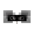 Easy-adjust Desk Dual Arm Mount For 27" Monitors, 360 Deg Rotation, +90/-15 Deg Tilt, 360 Deg Pan, Silver, Supports 20 Lb