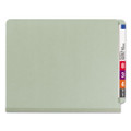 End Tab Pressboard Classification Folders With Safeshield Coated Fasteners, 1 Divider, Letter Size, Gray-green, 10/box