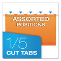 Colored Reinforced Hanging Folders, Legal Size, 1/5-cut Tab, Orange, 25/box