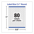 Printable Self-adhesive Permanent Id Labels W/ Sure Feed, 3/4" Dia, White 800/pk