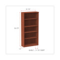 Alera Valencia Series Bookcase, Five-shelf, 31.75w X 14d X 64.75h, Medium Cherry