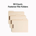 Top Tab Fastener Folders, 1/3-cut Tabs: Assorted, 2 Fasteners, Letter Size, 11-pt Manila Exterior, 50/box