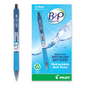 B2p Bottle-2-pen Recycled Ballpoint Pen, Retractable, Medium 1 Mm, Black Ink, Translucent Blue Barrel, Dozen