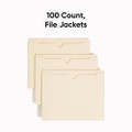 Manila File Jackets, 2-ply Straight Tab, Letter Size, Manila, 100/box
