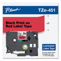 Tze Standard Adhesive Laminated Labeling Tape, 0.94" X 26.2 Ft, Black On Red
