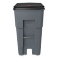 Brute Rollout Heavy-duty Waste Container, Square, Polyethylene, 65 Gal, Gray