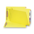 Heavyweight Colored End Tab Fastener Folders, 2 Fasteners, Legal Size, Yellow Exterior, 50/box