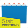 Ready-tab Colored Reinforced Hanging Folders, Letter Size, 1/5-cut Tab, Blue, 25/box