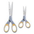 Titanium Bonded Scissors, 5" And 7" Long, 2.25" And 3.5" Cut Lengths, Gray/yellow Straight Handles, 2/pack
