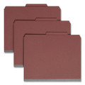 Pressboard Classification Folders With Safeshield Coated Fasteners, 2/5 Cut, 3 Dividers, Letter Size, Red, 10/box