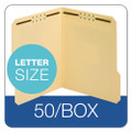 Top Tab Fastener Folder, 2 Fasteners, Letter Size, Manila Exterior, 50/box