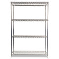 Nsf Certified Industrial 4-shelf Wire Shelving Kit, 48w X 18d X 72h, Silver